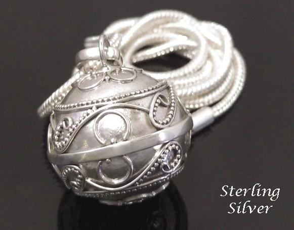 Harmony Ball Sterling Silver with Traditional Balinese Designs - Click Image to Close